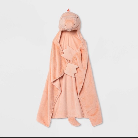 Pink Dinosaur Hooded Blanket - Picture 1 of 5